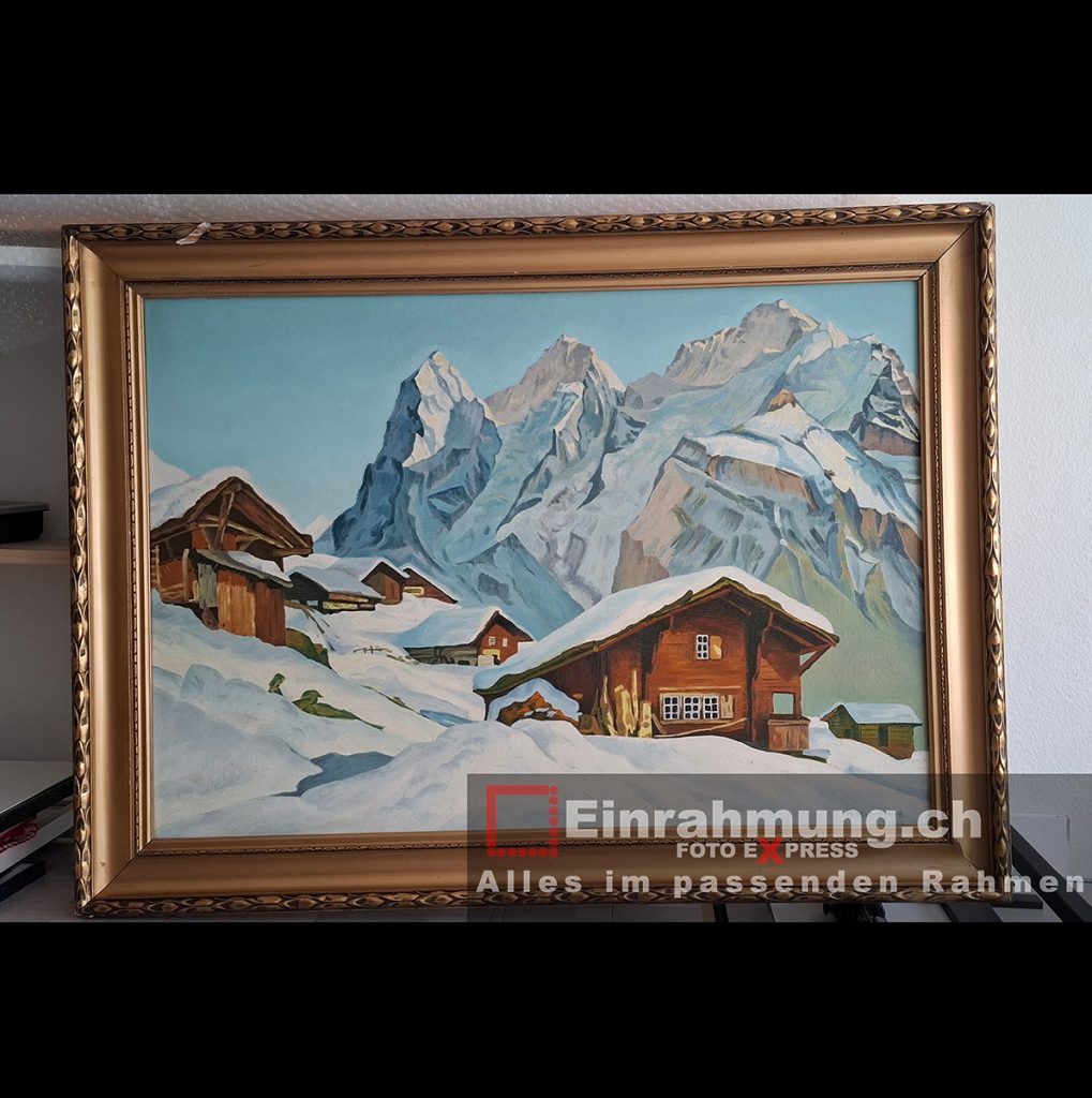 Antiker Goldrahmen _ Bergdorf -Vorher